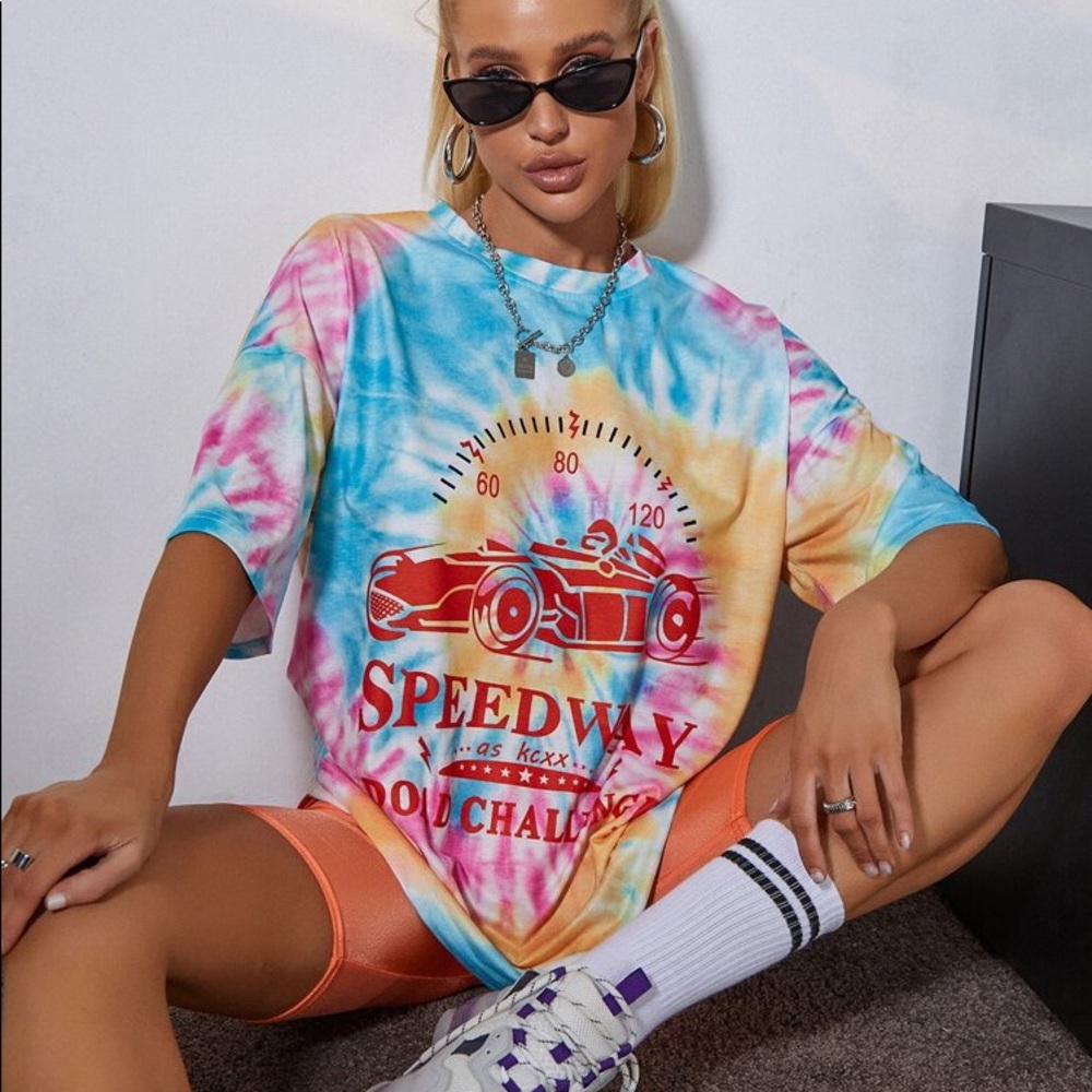 Drop Shoulder Tie Dye Long Tee